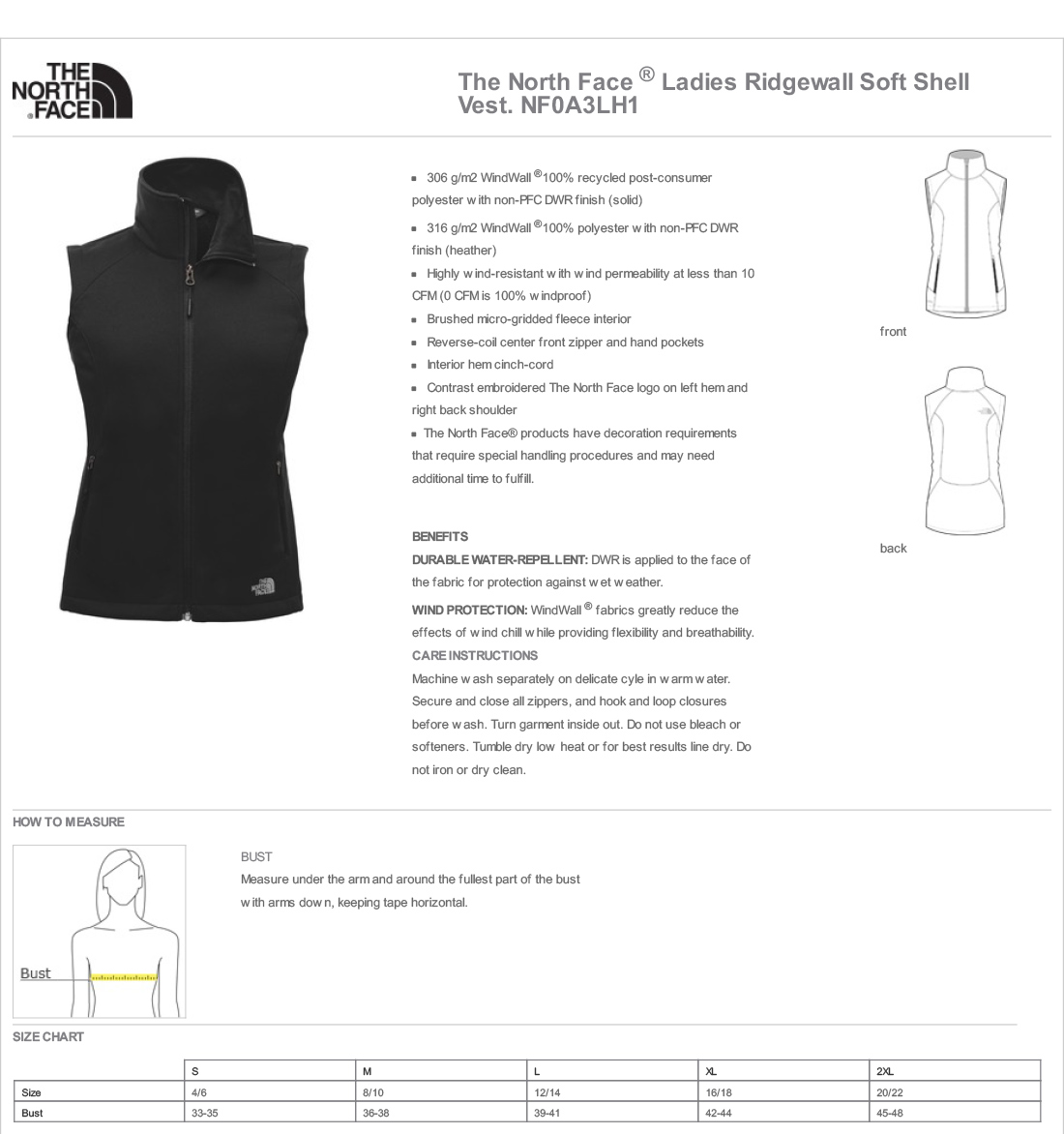 The North Face Ladies Ridgewall Soft Shell Vest - Orthopedic One