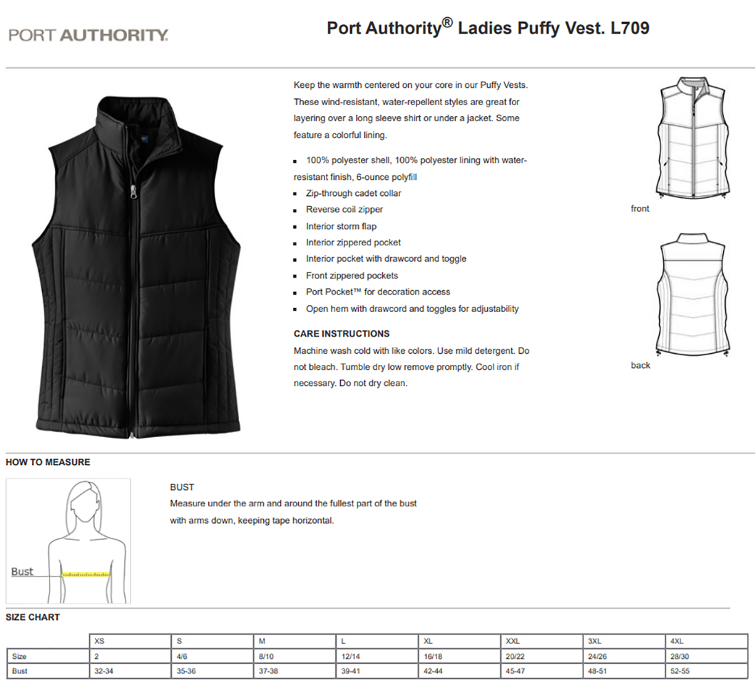 Port Authority Ladies Puffy Vest - Iowadot